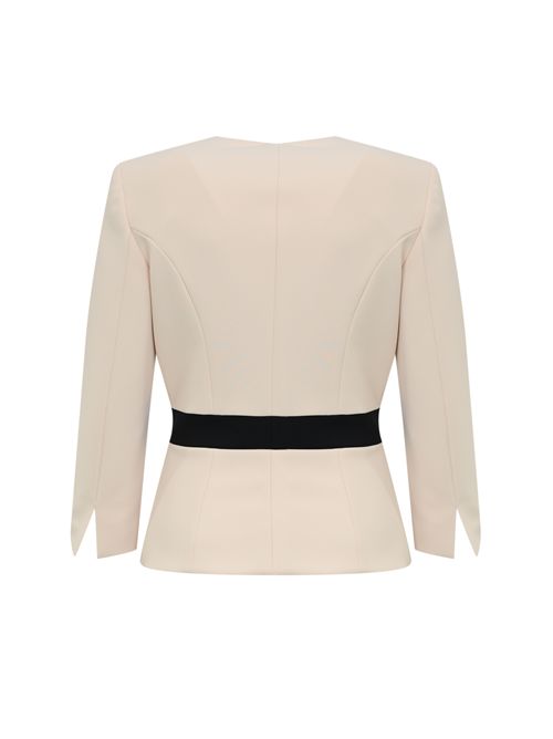 Giacca color-block in doppio crepe Milk/Nero Elisabetta Franchi | GIT0156E2EF1
